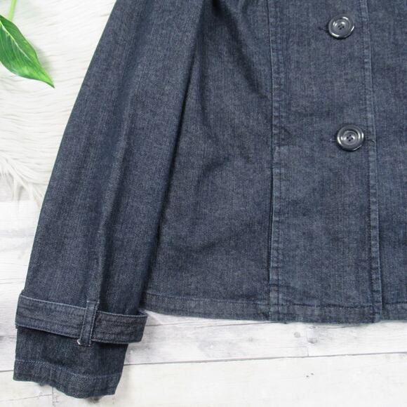 CHARTER CLUB Vintage Dark Wash Denim Jean Jacket Women’s Size Medium - Picture 8 of 12